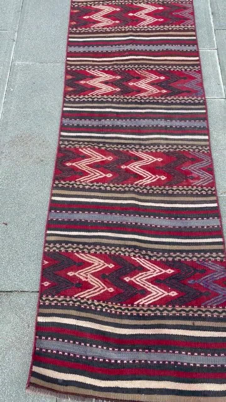 Vintage Kilim, Runner Kilim, Turkish Kilim, Oushak Kilim, 30x115 inches Brown hotsell Rug, Tribal Kitchen Kilim, Handwoven Hallway Kilim, 6562